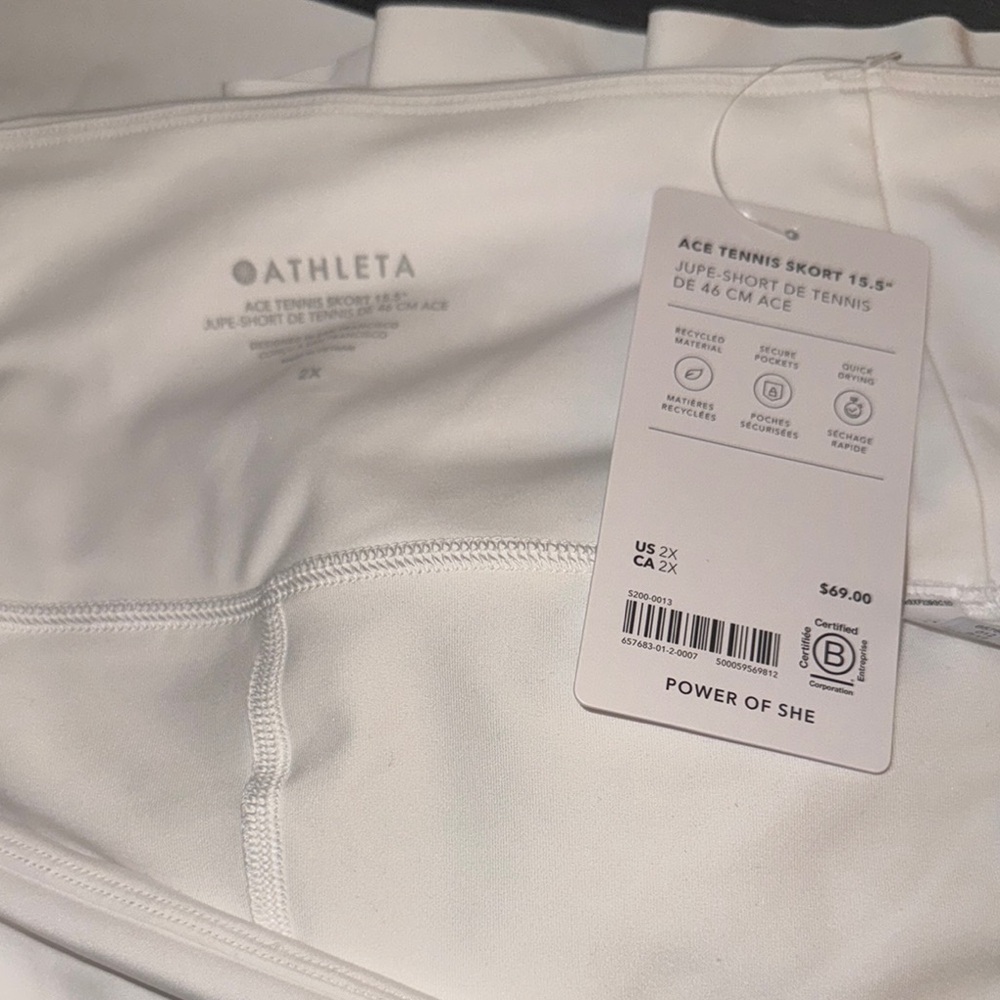 Athleta Ace Tennis‎ Skort 15.5” White Size 2X New - Picture 3 of 6